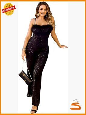 Sequin Mesh Sparkly Jumpsuit Bodycon Club Night Out